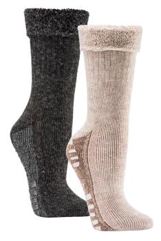2 Paar TippTexx 24 Alpaka-Homesocks super-flauschig mit ABS